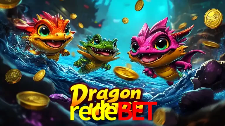 Arte promocional do jogo Dragon Hatch com três adoráveis dragões bebês nadando entre moedas de ouro, um dos slots mais divertidos para jogar no cassino redebet.