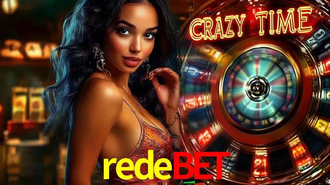 Mulher elegante ao lado da vibrante roda da fortuna do jogo de cassino ao vivo Crazy Time, um dos game shows mais populares e cheios de prêmios do redebet.